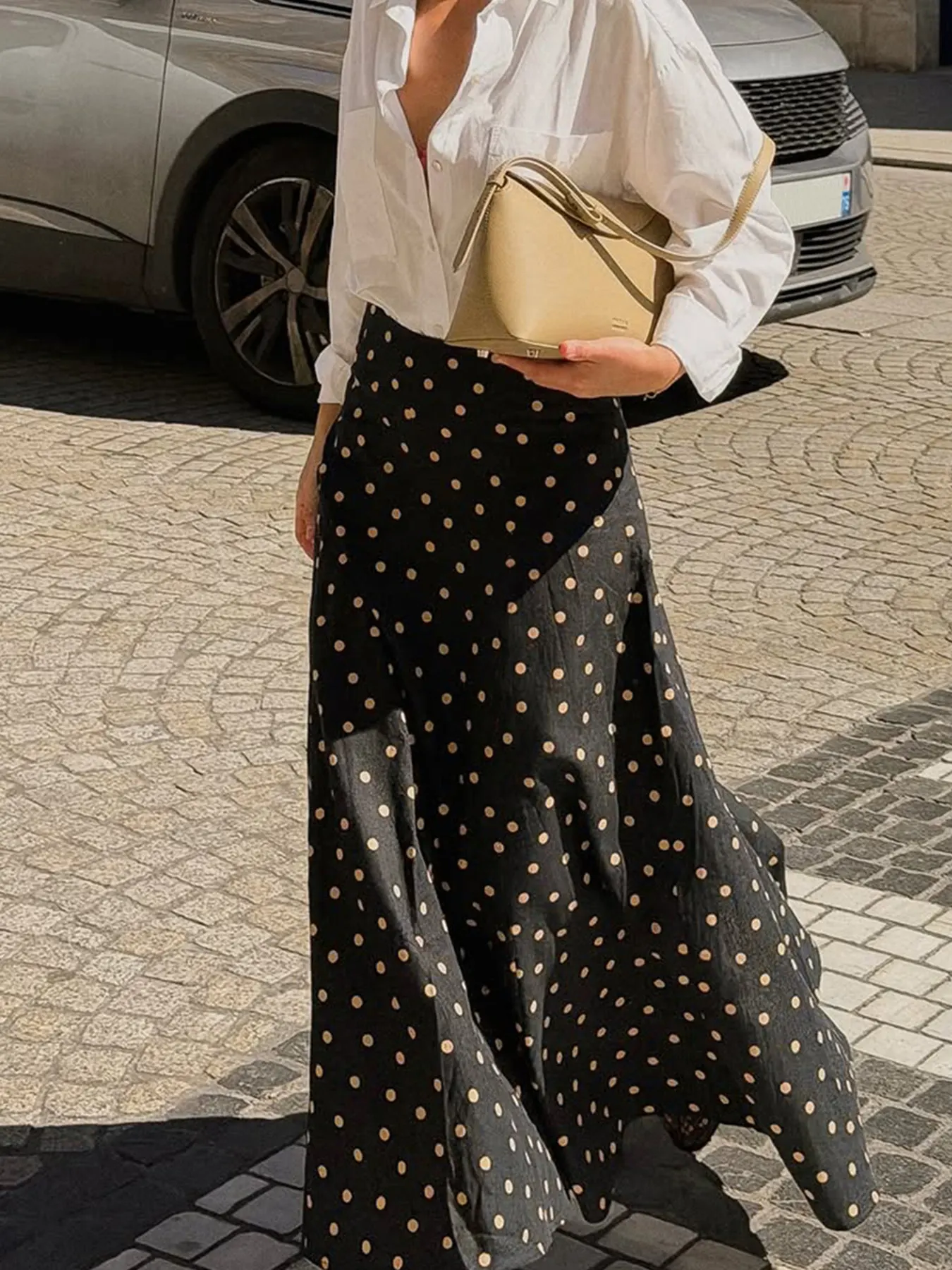 Polka Dot High-Waisted A-Line Skirt