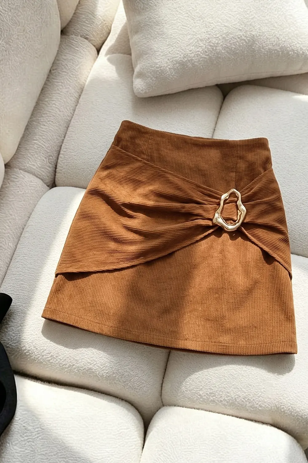 Metal Buckle Detail Mini Skirt