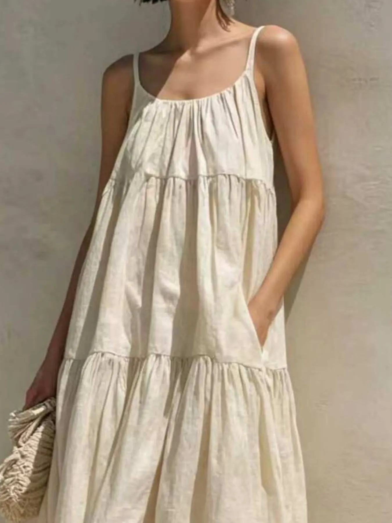 Tiered Scoop Neck Maxi Dress