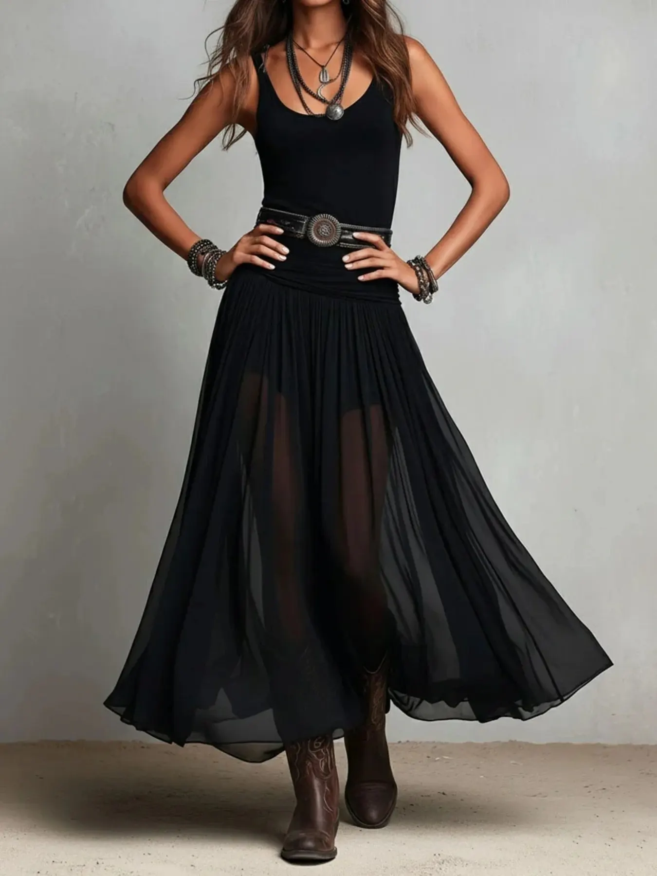 Full Size Scoop Neck Sleeveless Maxi Dress Plus Size