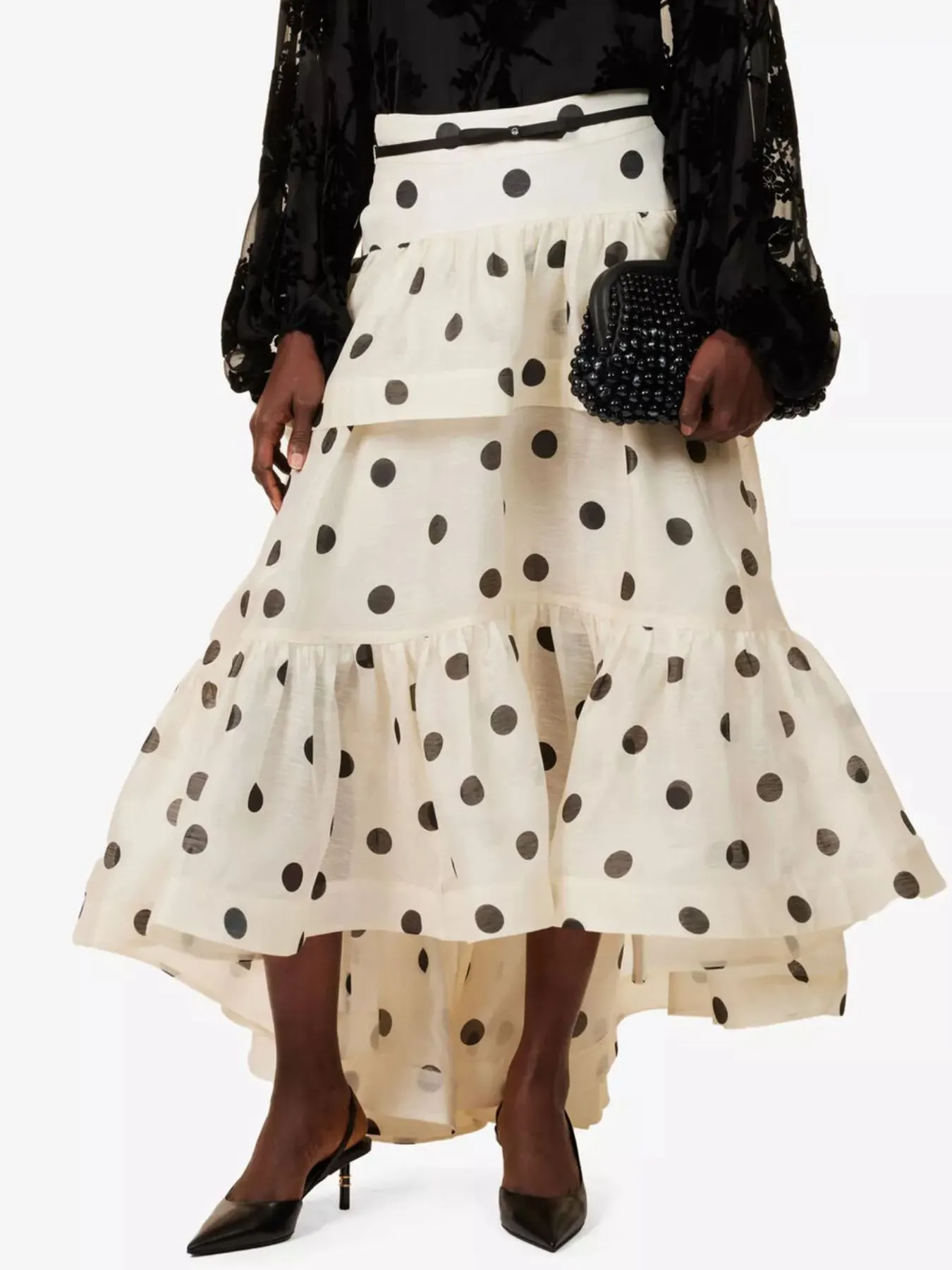 Polka Dot Tiered Ruffle Skirt